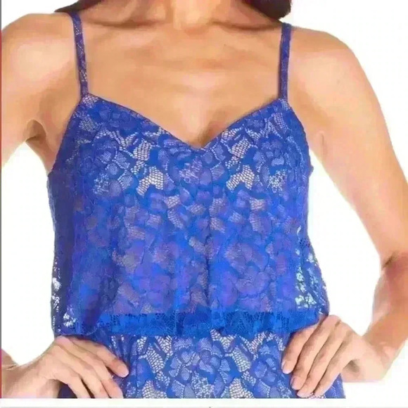 NWT *Dress the Population* Alisha | Lace Midi Cocktail Dress | Electric Blue - Picture 2 of 3